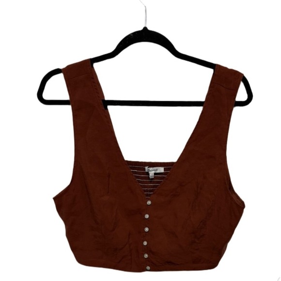 Madewell Softdrape Gwen Crop Vest Tank Top Rusty Redwood NWT Size 14 / Large - Picture 1 of 6
